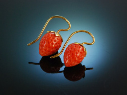 Sweet Strawberries! Korallen Erdbeer Ohrringe Silber 925...