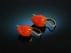 Sweet Strawberries! Korallen Erdbeer Ohrringe Silber 925 vergoldet Handarbeit