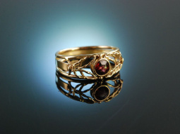 M&uuml;nchen um 1900! H&uuml;bscher Granat Ring Gold 585