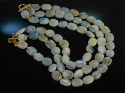 Soft Aqua Colors! Breites Collier 3reihige Aquamarin...