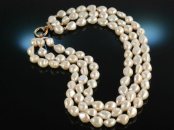 Classy Pearls! Traumhaftes Collier barocke Zuchtperlen 3reihig Sterlingsilber 925 vergoldet