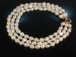 Classy Pearls! Traumhaftes Collier barocke Zuchtperlen 3reihig Sterlingsilber 925 vergoldet
