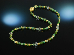 Variations of Green! Zarte Kette Silber 925 vergoldet Jade Achat Prasiolith Peridot