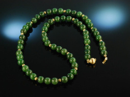 Mysterious Green! Vintage Jade Kette Gold 585