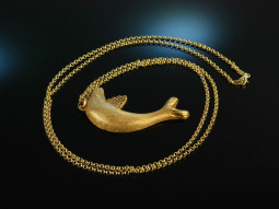 Happy Dolphin! Delphin Anh&auml;nger mit Kette Sterlingsilber 925 vergoldet