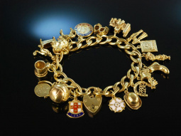 Golden Charms! Vintage Charmbracelet Bettelarmband Silber 925 vergoldet England 1961