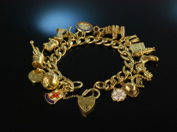 Golden Charms! Vintage Charmbracelet Bettelarmband Silber 925 vergoldet England 1961