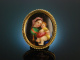 Madonna della Seggiola! Brosche mit Porzellan Miniatur Silber 800 vergoldet um 1930