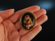 Madonna della Seggiola! Brosche mit Porzellan Miniatur Silber 800 vergoldet um 1930