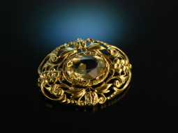 Yellow Sparkle! Floral Citrine Brooch around 1900...