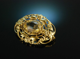 Yellow Sparkle! Floral Citrine Brooch around 1900...