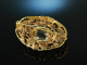 Yellow Sparkle! Floral Citrine Brooch around 1900 Silver-gilt