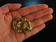 Yellow Sparkle! Floral Citrine Brooch around 1900 Silver-gilt