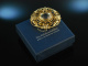 Yellow Sparkle! Floral Citrine Brooch around 1900 Silver-gilt