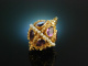 Um 1950! Fantastischer Anh&auml;nger Gold 750 Amethyste Saatperlen