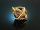 Um 1950! Fantastischer Anh&auml;nger Gold 750 Amethyste Saatperlen