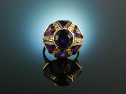 Violet Dream! Large Cocktail Ring Amethyst Seed Pearls...