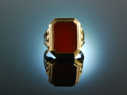 Um 1930! Sch&ouml;ner schwerer Wappen Siegel Ring Gold...