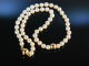 Klassische Perlen! Edle Akoya Zucht Perlenkette Zierkugel und Schließe Gold 585