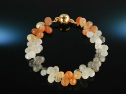 Moonstone Drop! Armband Mondstein Brioletten Silber 925 ros&eacute;vergoldet