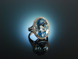 Shiny Blue! Traum Topas Ring Wei&szlig; Gold 750 Brillanten