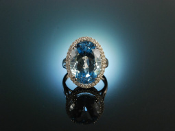 Shiny Blue! Traum Topas Ring Wei&szlig; Gold 750 Brillanten