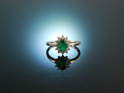 Emerald Green! Smaragd Verlobungs Ring Wei&szlig; Gold...