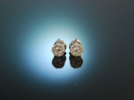Sparkling Discs! Feine Diamant Ohrringe Wei&szlig; Gold 750 Brillanten 0,6 ct