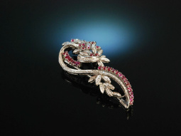 Vintage around 1970! Finest Brooch Diamonds Rubies White...