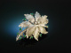Vintage around 1965! Finest Brooch White Gold 750 Emeralds Diamonds