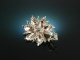 Vintage around 1965! Finest Brooch White Gold 750 Emeralds Diamonds
