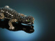 Black Diamond Lizard Brooch! Exquisite Salamander Brosche Gold 750 schwarze Diamanten Smaragde