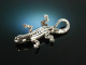 Black Diamond Lizard Brooch! Exquisite Salamander Brosche Gold 750 schwarze Diamanten Smaragde