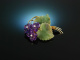 Mein Veilchen um 1950! Brosche Jade Amethyst Diamanten Gold 585