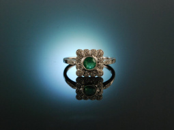 Emerald Dream! Wundervoller Diamant Smaragd Verlobungs Ring Wei&szlig; Gold 750 Brillanten