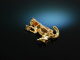 Vintage around 1950! Pretty Cats Brooch Gold 750 Sapphires