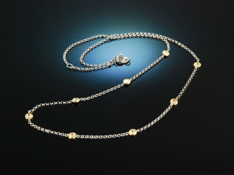 Noble Necklace! Funkelnde Kette Wei&szlig; und Gelb Gold 750 Brillanten
