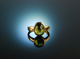 Fantastic Green! Wundervoller Peridot Cabochon Ring Gelb...