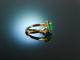 Greenery! Wundervoller Smaragd Cabochon Verlobungs Ring Gelb Gold 750 Diamanten