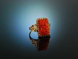 Around 1955! Beautiful Ring Gold 585 floral cut Sardegna...
