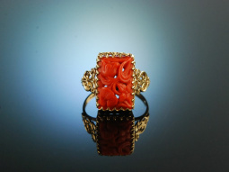 Around 1955! Beautiful Ring Gold 585 floral cut Sardegna...