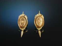 Biedermeier um 1840! Zauberhafte Ohrringe Gold 333 Saatperlen