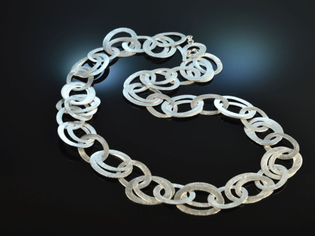 Icy Silver! Large satin necklace Sterling Silver 925