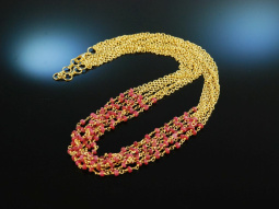 Pretty Pink! 7 reihiges Collier Rubine Sterlingsilber 925...