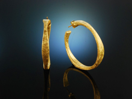 Satin Hoops! Moderne Creolen Sterlingsilber 925 vergoldet