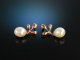Tiny Leafs! H&uuml;bsche Ohrringe Zuchtperlen Tropfen Silber 925 ros&eacute; vergoldet