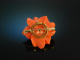 Coral Blossom! Bl&uuml;ten Brosche Koralle Diamanten 0,6 ct Gold 750