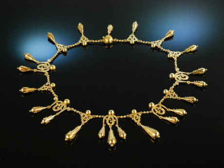 Frankreich um 1880! Seltenes Collier in Arch&auml;ologischem Stil Gold 750