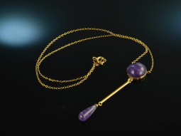 Um 1920! Feines Lavali&egrave;re Collier Silber vergoldet Amethyst