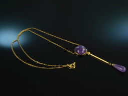 Um 1920! Feines Lavali&egrave;re Collier Silber vergoldet Amethyst